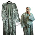 Mint Textured Abaya with Gold Detailing