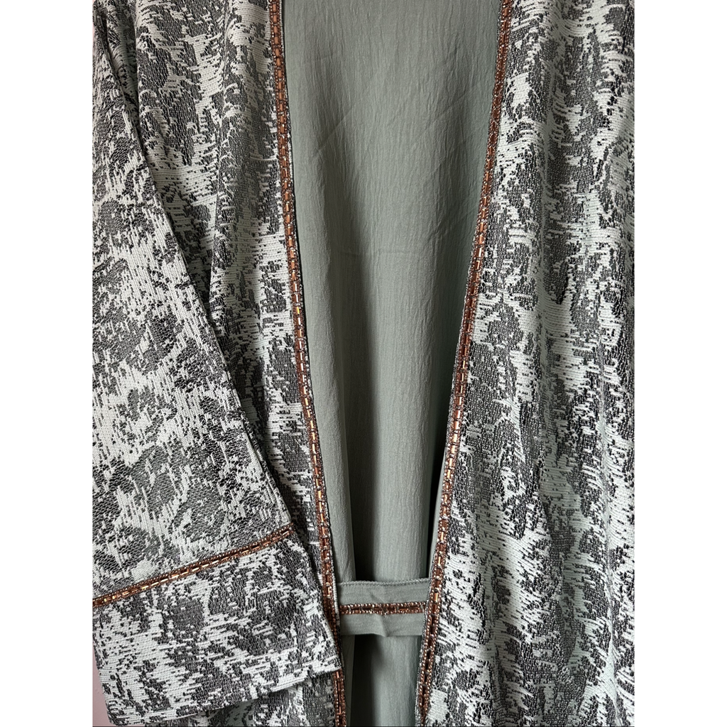 Mint Textured Abaya with Gold Detailing