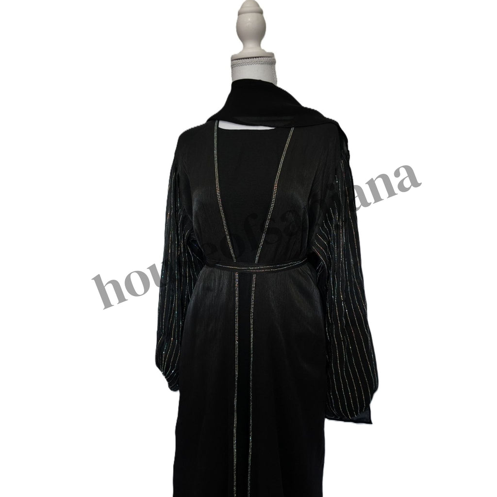 Black Abaya with Embellished Balloon Sleeves