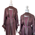 Deep Mauve Abaya with Silver Embellished Trim