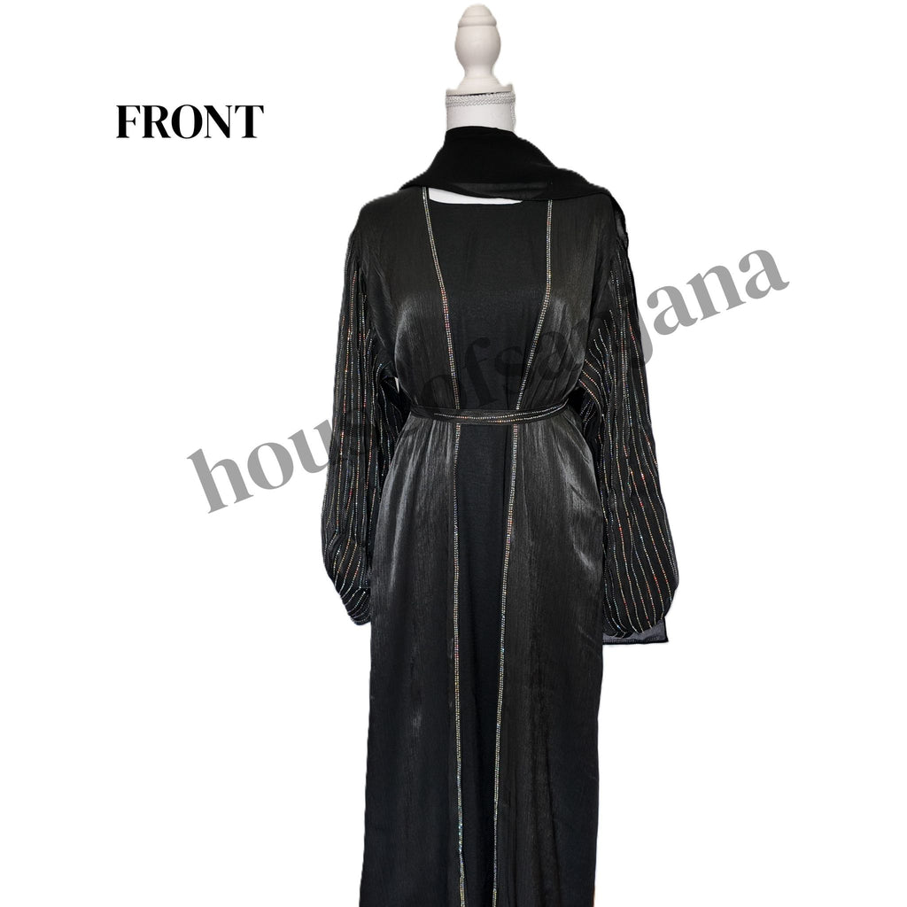 Black Abaya with Embellished Balloon Sleeves