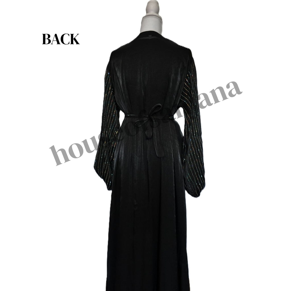 Black Abaya with Embellished Balloon Sleeves