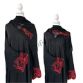 Black Abaya With Red Floral Embroidery