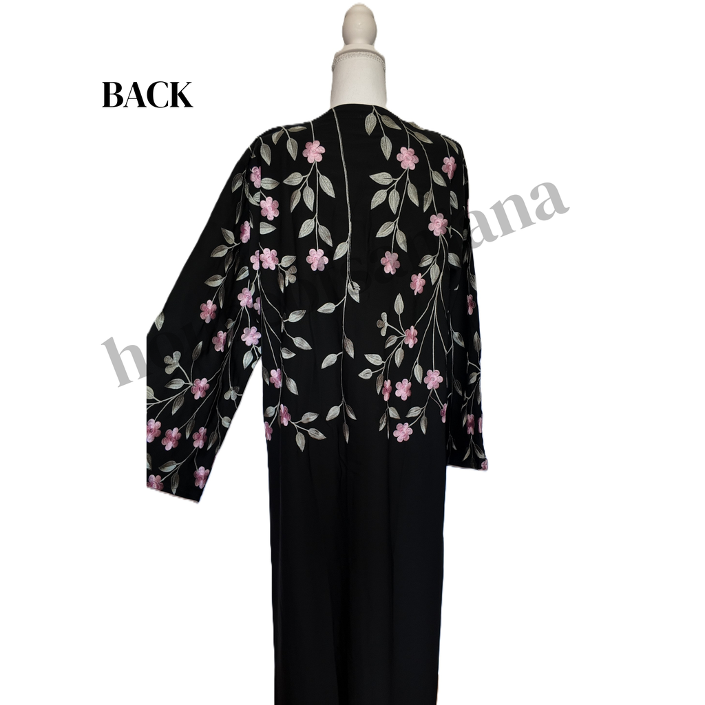 Black Floral Embroidered Abaya