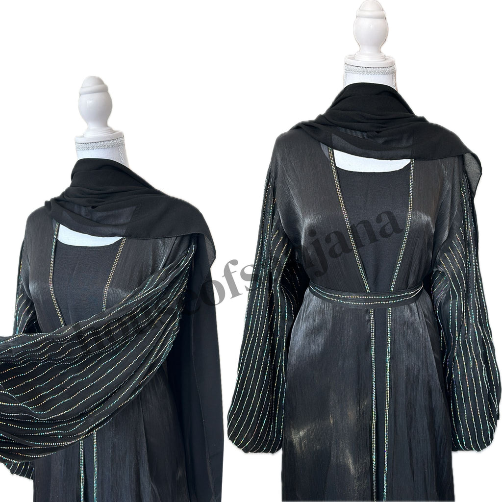 Black Abaya with Embellished Balloon Sleeves