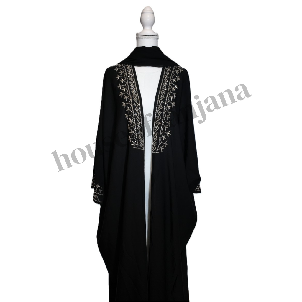 Black Hand Work Embellished Abaya