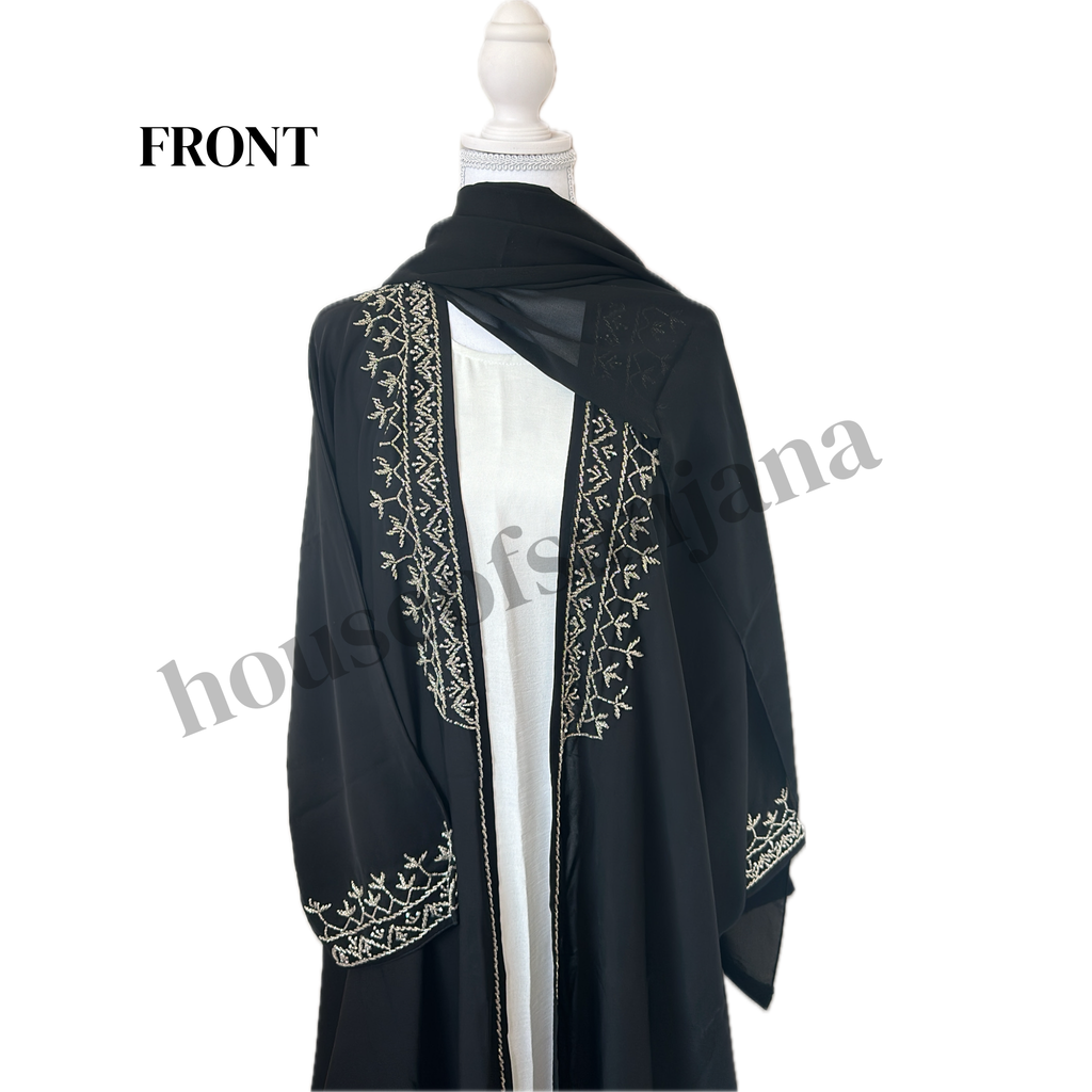 Black Hand Work Embellished Abaya