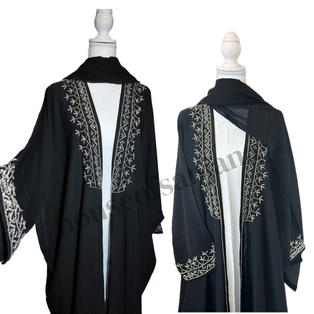 Black Hand Work Embellished Abaya