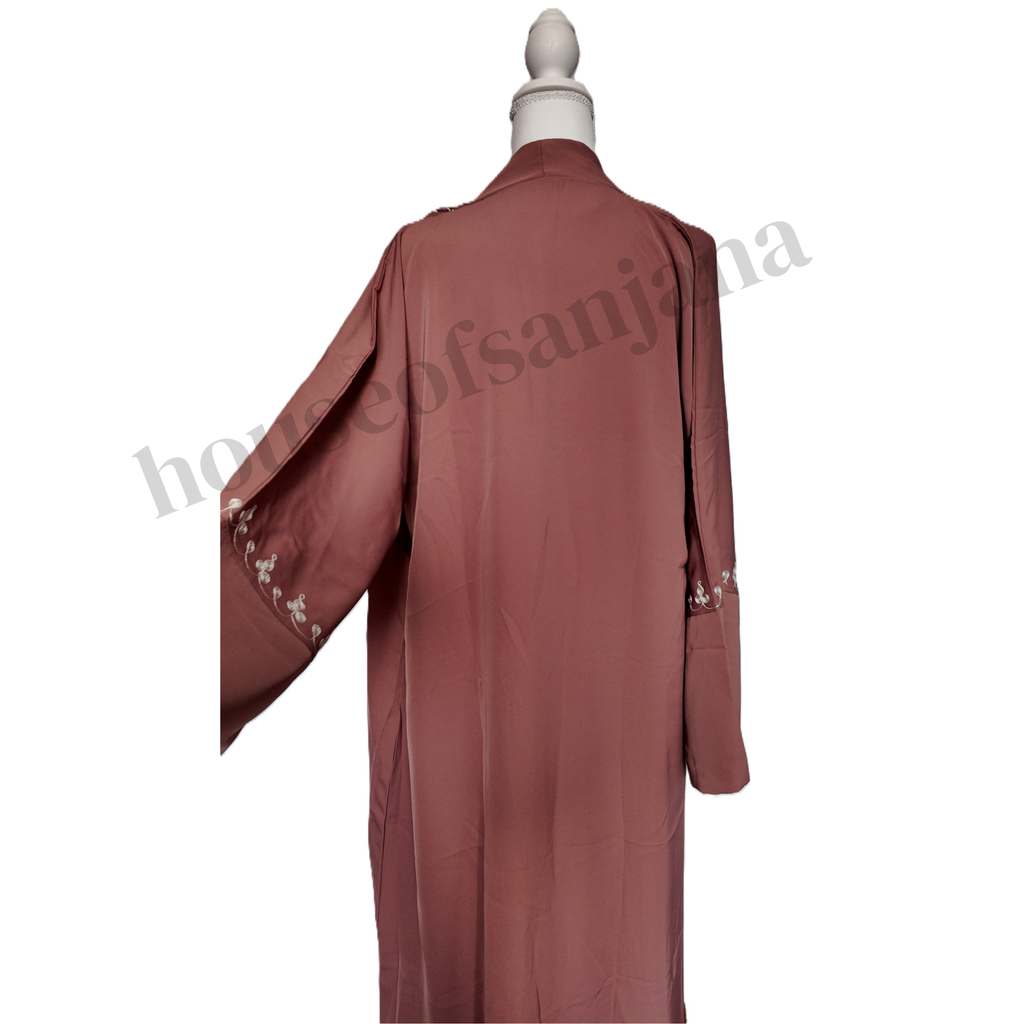 Rouge Pink Abaya With Embroidery