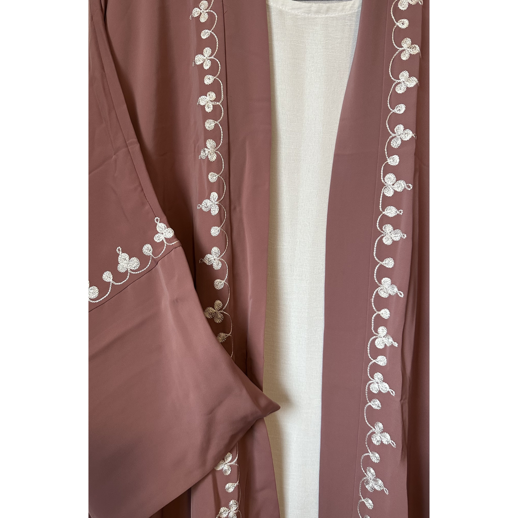 Rouge Pink Abaya With Embroidery