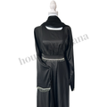 Black Satin Abaya with Crystal Detailing
