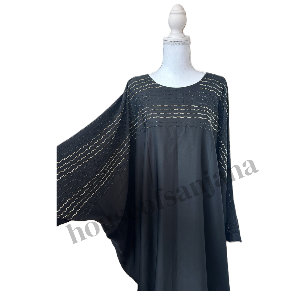 Black Crystal Batwing Abaya