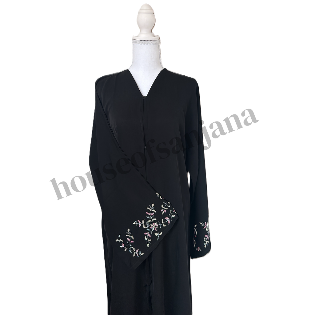 Black Handwork Sleeve Abaya