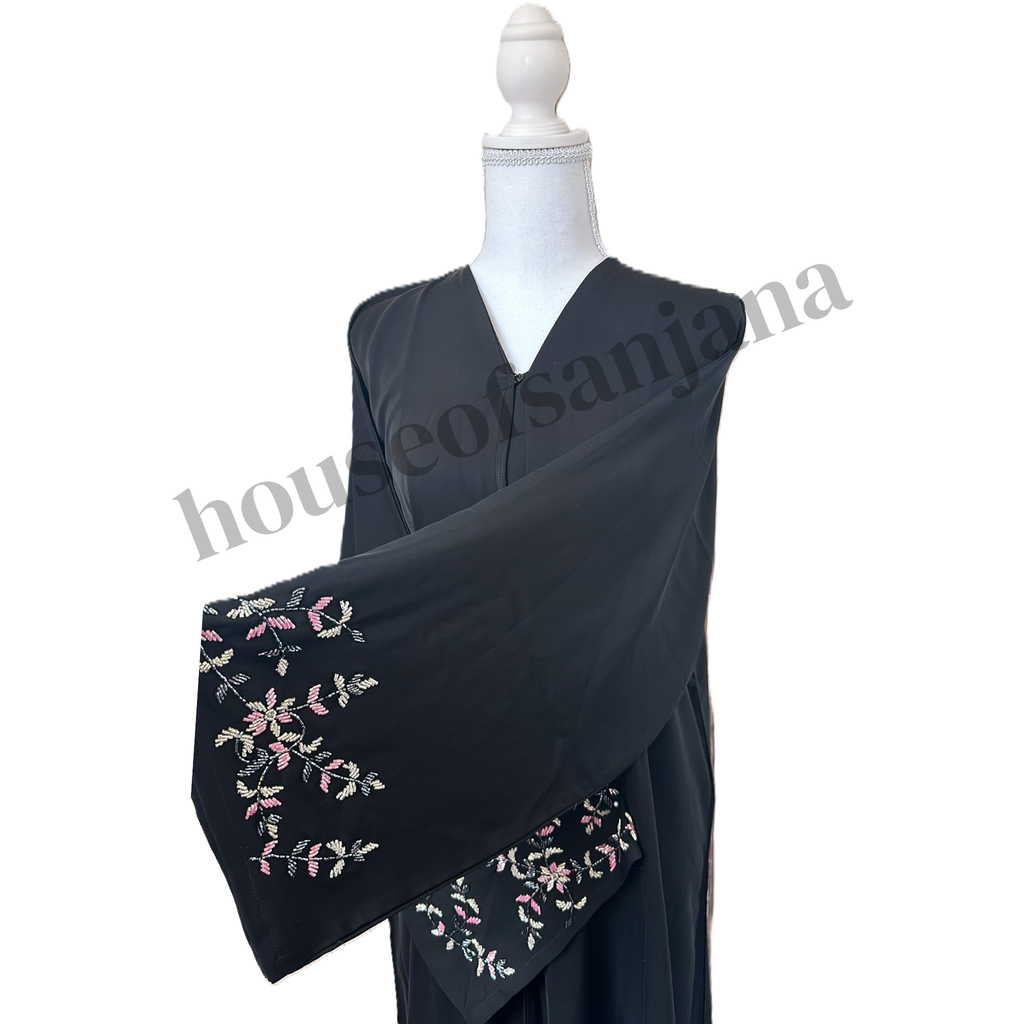 Black Handwork Sleeve Abaya